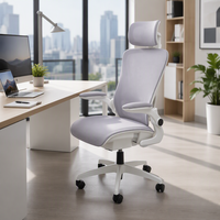 Chaise de bureau ergonomique moderne en maille avec appui-tête réglable, rotation à 360 degrés, dossier croisé et soutien multifonctionnel