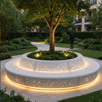Banc en résine de béton transparente UHPC, ciment lumineux GRC, siège de piscine en forme d'arc, éclairage nocturne en pierre Tyco