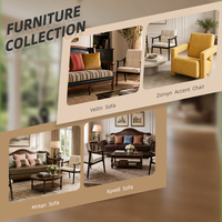 Sillón Acogedor de Madera y Tela con Diseño a Cuadros Crema, Sillón de Madera Maciza con Funda Resistente a la Humedad para Rincón de Lectura