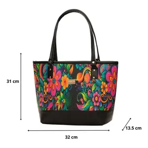 Bolso Tote de Yute para Mujer Fana, Negro, Elegante, Bordado, para Todas las Temporadas - Product Image 4