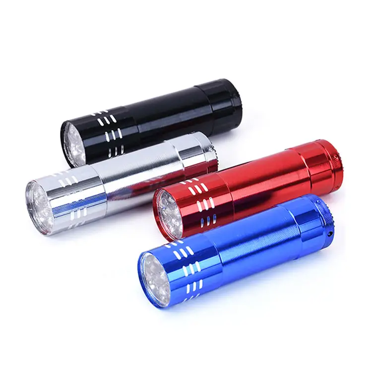 Ultra bright 9 led Aluminium powerful small camping torch flash light lamp