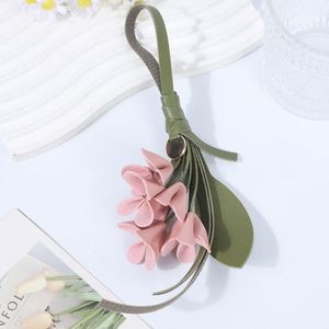 Stylish Pu Leather <b>Charm</b> Keychain Ornament Bulk Wholesale Flower Pendant for Everyday <b>Bag</b> Matching - Product Image 2