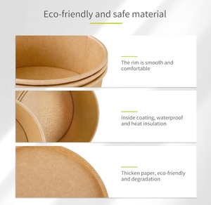 Sẵn sàng để tàu tùy chỉnh dùng một lần compostable kraft giấy súp Bát giấy thực phẩm container 500ml 750ml với nắp cho bạn lựa chọn - Product Image 4
