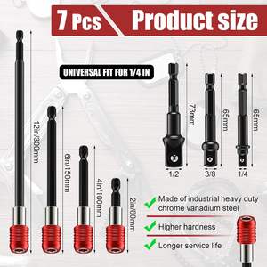 Juego de 4 Extensiones Magnéticas para Brocas Otoolling de 2, 4, 6 y 12 Pulgadas, Adaptadores de Enchufe de Impacto (1/4\", 1/2\") para Taladros - Product Image 2