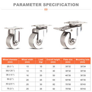 1 Zoll 1,25 Zoll 1,5 Zoll 2 Zoll 2,5 Zoll 3 Zoll Europäischer Typ Trolley 304 Edelstahl-Lenkrad - Product Image 5