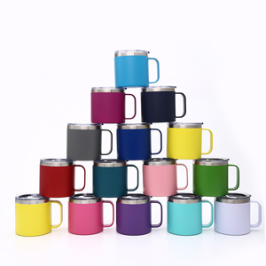 Gobelet isotherme personnalisé en acier inoxydable 14 oz avec poignée et bouchon push-pull, idéal pour étudiants, voyages, café, bière, vin, événements, revêtement en poudre original - Product Image 1