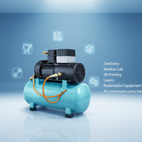 Compresor de Aire Portátil sin Aceite, Bomba de Vacío 110V/220V 860W 130L/min 115psi, Bajo Ruido, Equipo para Clínica Dental y Laboratorio