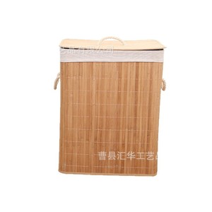 Custom-made folding bamboo laundry basket, dustproof laundry basket, bamboo woven <b>storage</b> basket, bamboo folding woven laundry - Product Image 2