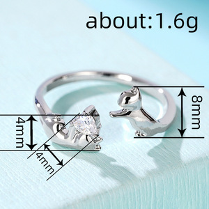 Anello a forma di animale con zirconi incastonati a griffe, anello unisex alla moda, regalo per lei o per lui - Product Image 4