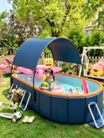 Faltbarer PVC-Swimmingpool ohne Aufblasen für den Heimgebrauch, großer Kinder-Sonnenschutz für den Außenbereich, Wasserspielplatz im Hof