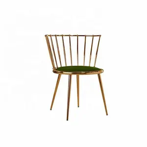 Cantori أسلاك الفولاذ المقاوم للصدأ الذهب مطلي بالكروم الأخضر المخملية كرسي الطعام Windsor