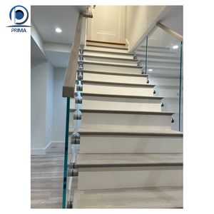 Avec des escaliers modernes en <span class=keywords><strong>verre</strong></span> droit à <span class=keywords><strong>double</strong></span> poutre centrale Usine personnalisée en acier et garde-corps en bois - Product Image 6