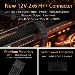 Modular GPU Power <b>Cable</b> 16Pin 12V-2x6 PCIe 5.1 90 Degree Braided <b>Cable</b> Customizable - Product Image 2