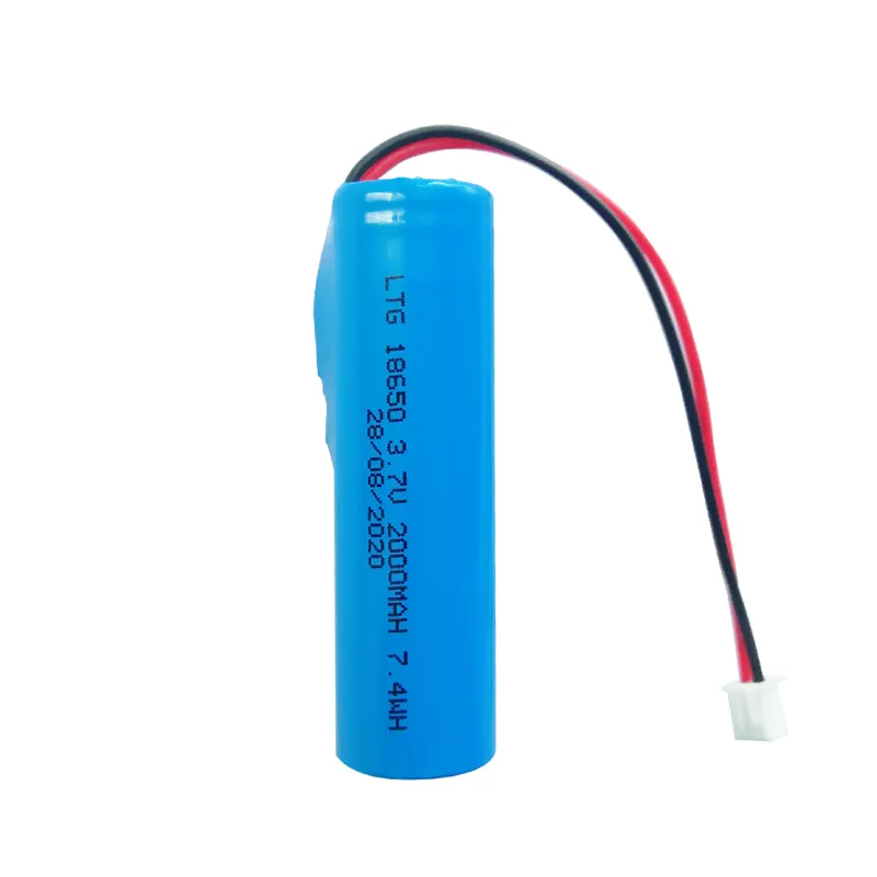 Batteria ricaricabile agli ioni di litio 18650 2000mah 3.7v singola con connettore XH2.54