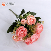 Bouquet de lavande artificielle en plastique, fleurs de jardin réalistes en soie, pivoine, rose, ranunculus, décoration extérieure pour la maison