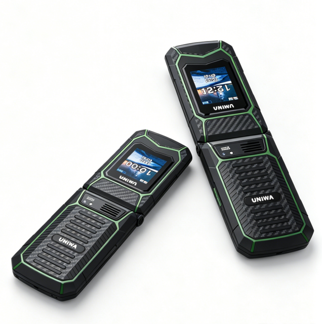 Classic T9 Keypad Flip Backup Phone UNIWA X29 Rugged Style Dual Screen Dual SIM GSM Cell Phone 2000mAh Battery Wireless Radio