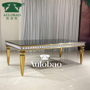 Mesa de boda de hotel Banquete de cristal de acero inoxidable rectángulo moderno de lujo - Product Image 6