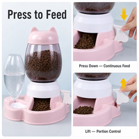 Distributeur d'eau et de nourriture interactif automatique 2-en-1 pour animaux de compagnie, en plastique, 2,2 L, recharge automatique par gravité, fonctionnement manuel, pour chat et chien, remplaçable