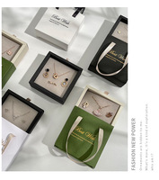 Boîtes Cadeaux Papier Estampillé Or Rose pour Bijoux avec Poignée en Ruban, Écrin à Bijoux Tiroir Coulissant et Sac en Papier pour Emballage de Boucles d'Oreilles