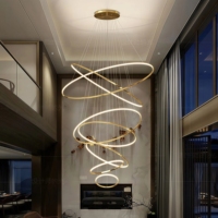 JYLIGHTING Lustre circulaire moderne pour hôtel, hall d'entrée, villa, grand lustre en forme d'anneau pour salon, escalier