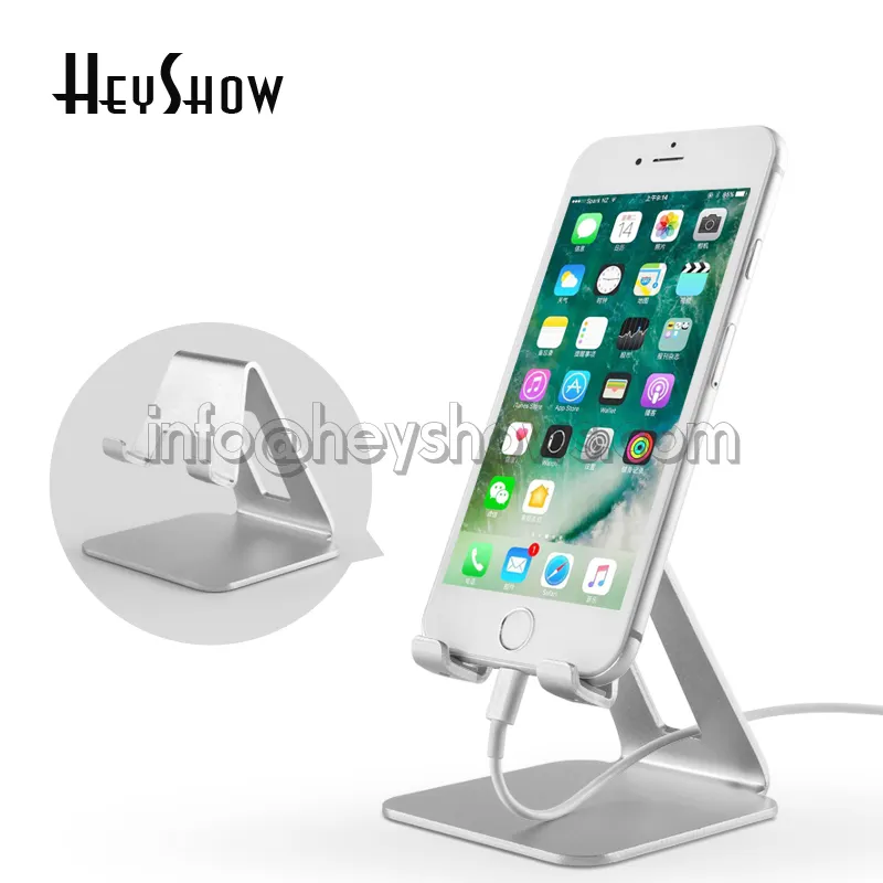 Mobile Phone Stand Metal Tablet Display Holder Cell Phone Desk Stand Silver Black For All Phones