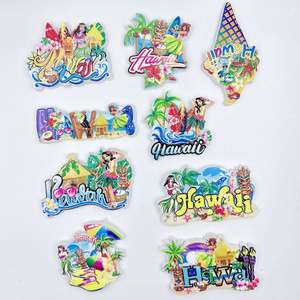 แม่เหล็กเรซิ่นตกแต่งสไตล์ฮาวายอเมริกัน งานศิลปะอาร์ตเดโค ของที่ระลึกสำหรับนักท่องเที่ยวข้ามพรมแดน เหมาะสำหรับติดตู้เย็น ใช้เป็นของขวัญได้ - Product Image 1
