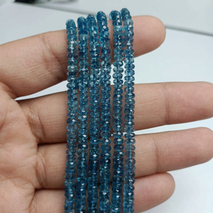 Cuentas facetadas de Aguamarina Natural Santa María de Alta Calidad, de 4mm a 6mm, Certificadas por Terceros, para Fabricación de Joyería India - Product Image 1
