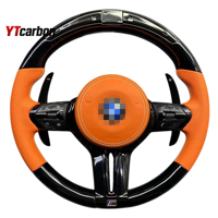 YTcarbon pour 5 6 X5 X6 E70 E71 E72 E60 E63 E64 F10 F12 F15 F85 F16 F86 Accessoires de voiture Volant en cuir noir brillant personnalisé