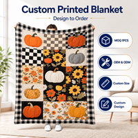 <strong>Best</strong> <strong>Seller</strong> Pumpkin Patchwork Designer Blanket Sunflower Plaid Flannel Throw Blanket for Bedroom <strong>Sofa</strong> Fall Home Decor Gift