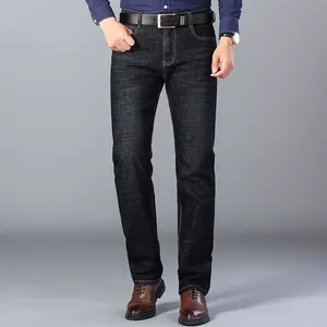 Pantalones vaqueros largos holgados de cintura media para hombre, Jeans informales lisos de negocios, novedad