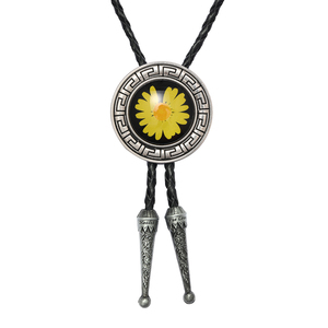 <span class=keywords><strong>Cravate</strong></span> Bolo <span class=keywords><strong>Cowboy</strong></span> Rétro avec Cordon Réglable et Pendentif Rond en Pierre Marron – Accessoire de Cou Élégant - Product Image 1