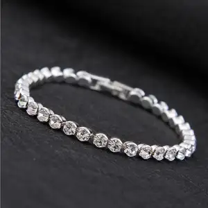 Pulseira de prata, venda quente coreana para mulheres, diamante, ouro, prata, joias, strass, pulseira