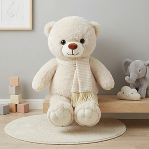 Peluche Orsetto Gigante Morbido con Sciarpa a Righe, Regalo Giocattolo Carino in Cotone PP Antistress - Product Image 1