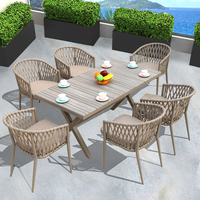 Ensemble de chaises de salle à manger d'extérieur empilables en aluminium imperméable au design moderne pour parcs, hôtels, restaurants, patios et terrasses (vente en gros)