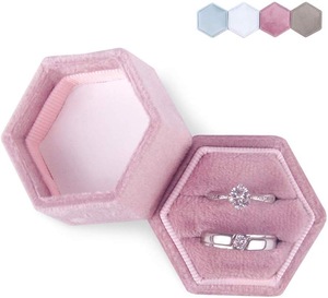 Customized LOGO velvet hexagon ring box jewelry box