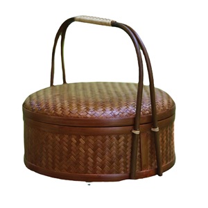 <b>Bamboo</b> Woven Storage Basket Round With Lid Kitchen Food <b>Container</b> 22cm Neatening Storage - Product Image 5