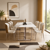 Ensemble de table et chaises de salle à manger modernes, meubles de maison, table de salle à manger en marbre 6 places