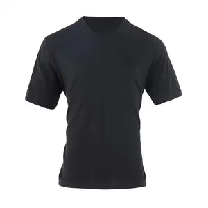 Whosale Summer Black Wicking merino wool Men Basic V-Neck T-Shirt