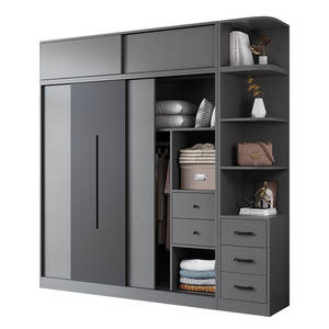 <span class=keywords><strong>Armoire</strong></span> à portes coulissantes pour usage domestique, idéale pour petits appartements, <span class=keywords><strong>chambre</strong></span> à coucher moderne et simple, en panneau artificiel, deux portes, pour chambres à louer, rangement intégré - Product Image 1