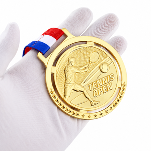 Factory Custom Logo Souvenir Running Sports Metal Zinc Alloy Athletics Run Marathon Award Tennis Tournament Medals with <b>Ribbon</b> - Product Image 1