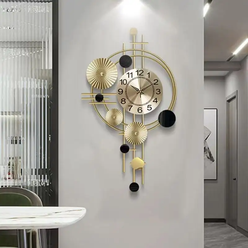 Hot Selling Nordic Style Large Home Decor Metal Wall Clocks Art Design Silent Gold Decorative Wall Clock