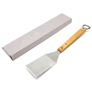 Spatule de barbecue personnalisée en acier inoxydable avec manche en bois, résistante à la chaleur, pour retourner les aliments et les steaks sur plaque de cuisson - Product Image 1