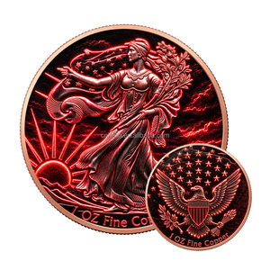 Koin Peringatan Relief 3D Berwarna Tembaga Murni 999 1oz Motif Walking Liberty untuk Koleksi - Product Image 1