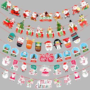 Décorations de Noël pour fête du Nouvel An : Bannière en papier avec Père Noël, Bonhomme de neige, Élan et motif de dessin animé, Fournitures de Noël Joyeux Noël - Product Image 2