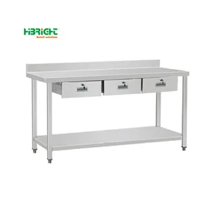 Meubles de cuisine commerciaux de haute qualité SS 201 Table de travail avec tiroir