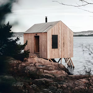 Sauna van sparrenhout met houtkachel voor buiten, 6-8 personen, Scandinavische bosretreat, traditioneel blokhutontwerp - Product Image 4