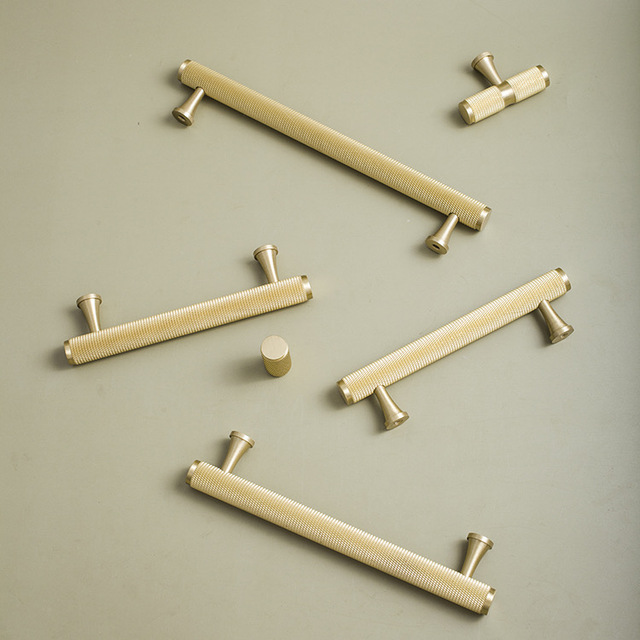 Solid Brass Cabinet Handles Knurled Kitchen Wardrobe Pulls Drawers Dressers Bedrooms Outdoor Hotels Living Rooms European