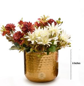 Vase à fleurs élégant et moderne en fer doré, fait à la main, couleurs personnalisables, logo, design contemporain haut de gamme, table, maison, hôtel, mariage - Product Image 3