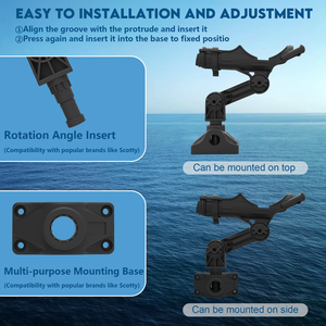Kayak bateau porte-canne à pêche avec serrure rotative bras surélevé pour mer lac rivière ruisseau pêche ciblant <span class=keywords><strong>carpe</strong></span> truite bar Marlin - Product Image 5