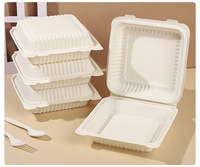 Conteneur de repas en fécule de maïs Boîte à hamburger épaisse de 6 pouces Boîte à lunch jetable Boîte biodégradable en fécule de maïs respectueuse de l'environnement